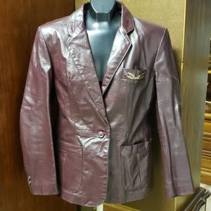 G III Leather Blazer Maroon